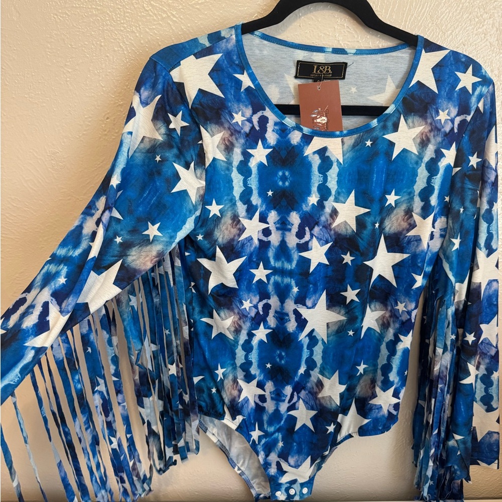 Blue Star Fringe Bodysuit